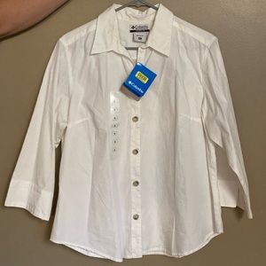 NWT Columbia White Bayview 3/4 Sleeve Shirt Size XL (Extra Large) fits smaller